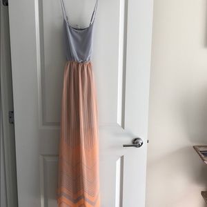 Orange and gray maxi dress